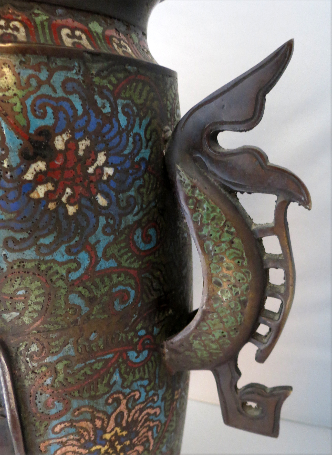 Antique Japanese Bronze Champlevé Enamel Vase | Modernism
